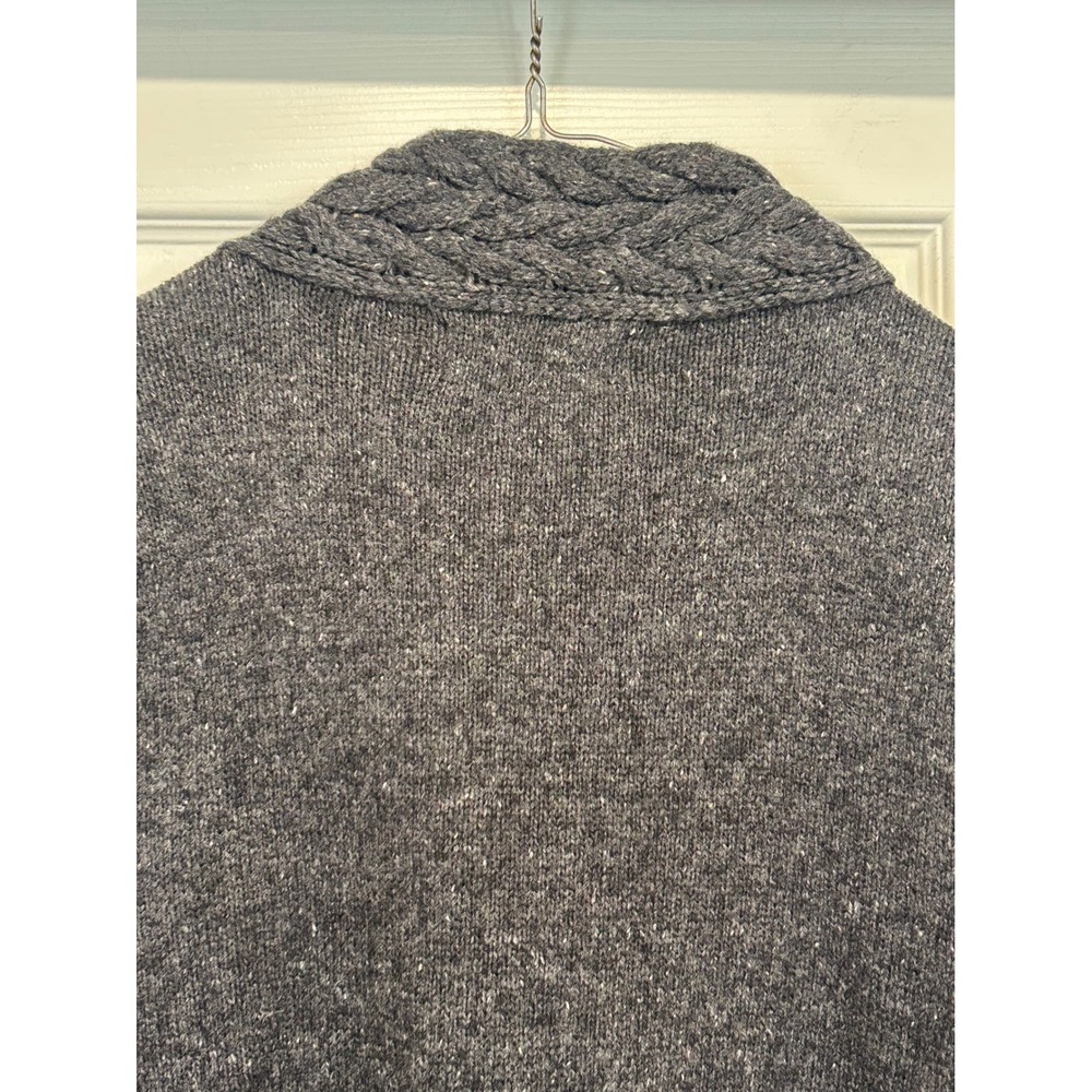 Irelandseye Cashmere Blend Longline Cardigan Sweater Grey Cable Knit Trim M - Picture 5 of 5